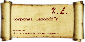 Korponai Ladomér névjegykártya
